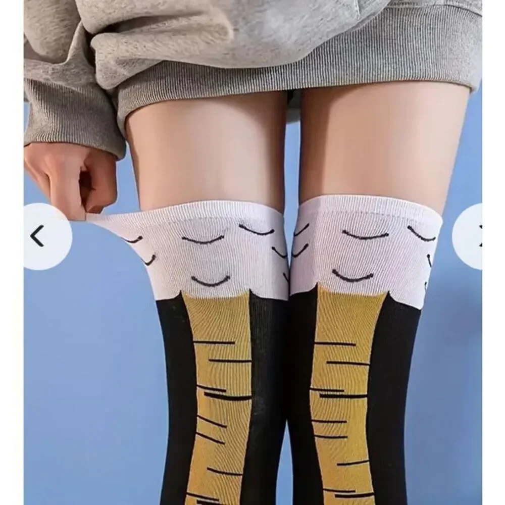 Crazy Funny Chicken Leg Knee High Socks Novelty Warm Girl Stocking US